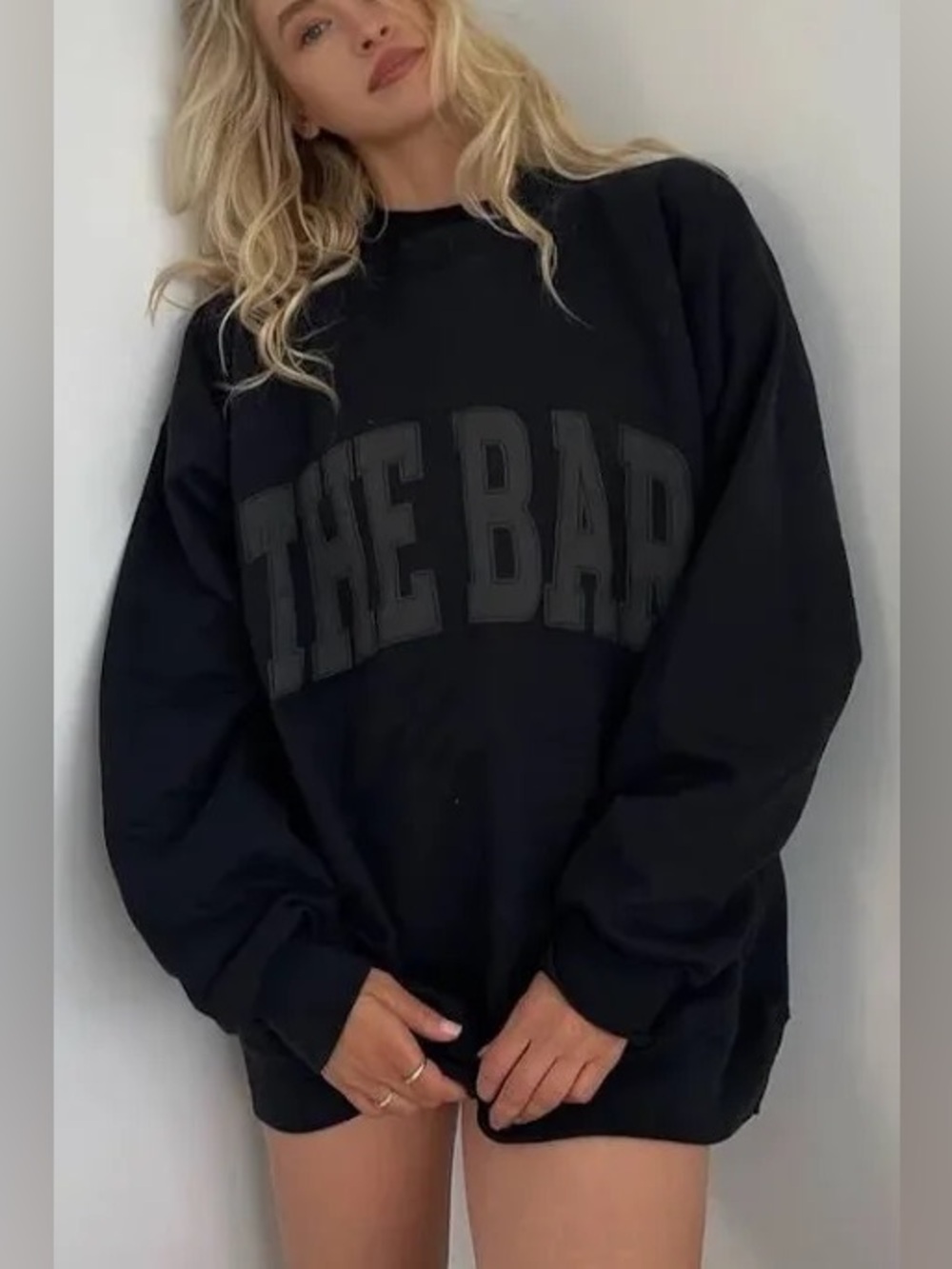 THE BAR • black crewneck sweatshirt - Medium